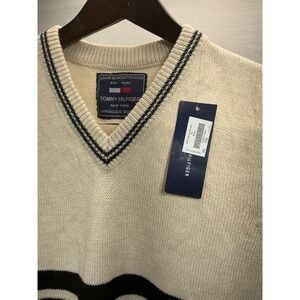 Tommy Hilfiger Sweater Vest Striped Sleeveless Knit Top Preppy Style L